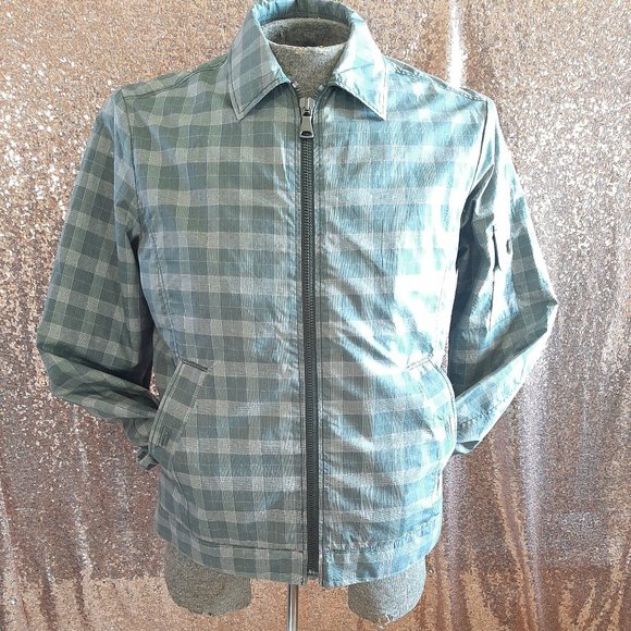 Sisley Men's grey plaid cotton full-zip Bomber jacket Size L - Picture 1 of 9